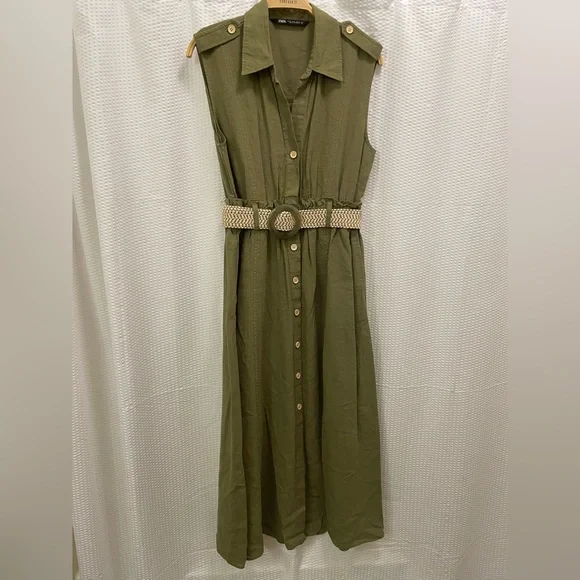 Zara women’s casual midi dress with belt - Picture 3 of 5